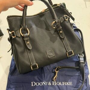 Dooney & Bourke Black Leather Satchel with Gold Hardware